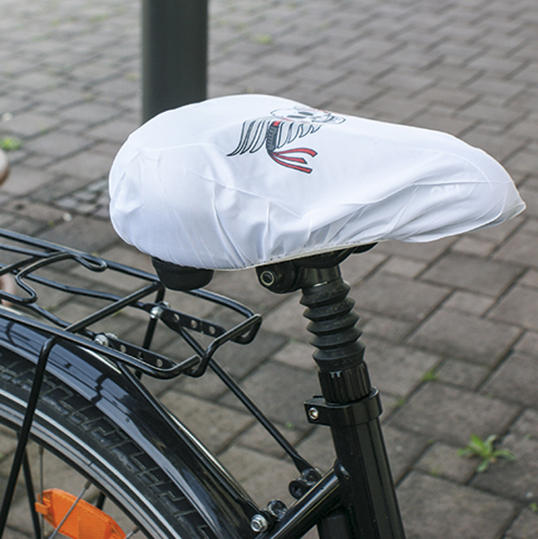 Fahrradsattel-Regenschutz mit Aufdruck